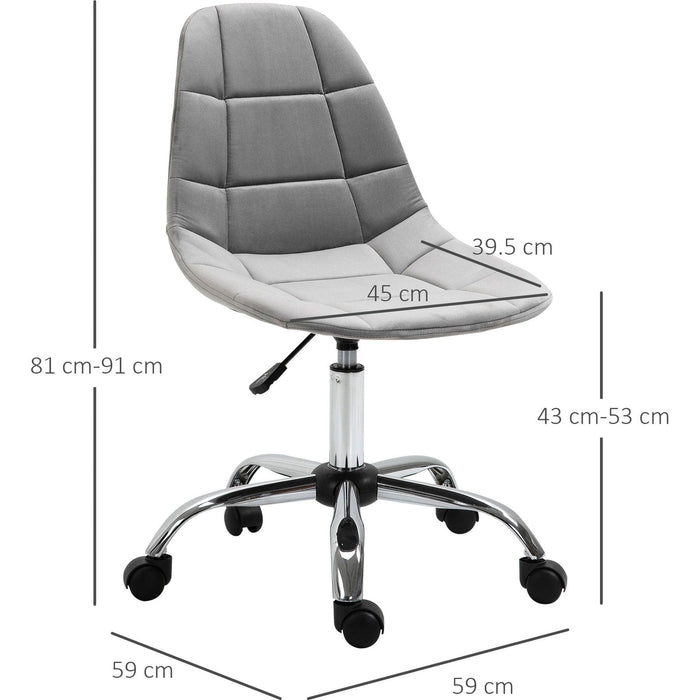 Vinsetto Ergonomic Desk Chair with Adjustable Height and Wheels Velvet-Feel Fabric, Armless - Grey - Green4Life