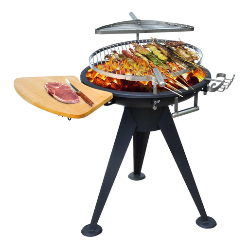 Round Barbecue Grill with Cutting Board - Black - Outsunny - Green4Life