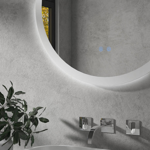 Round Bathroom Mirror with LED Lights, 3 Temperature Colours & Defogging Film 70 x 70 cm - Green4Life