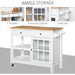 Modern Kitchen Island on Wheels with 2 Drawers, Cabinet, Towel Rack & Rubber Wood Top - White - Green4Life