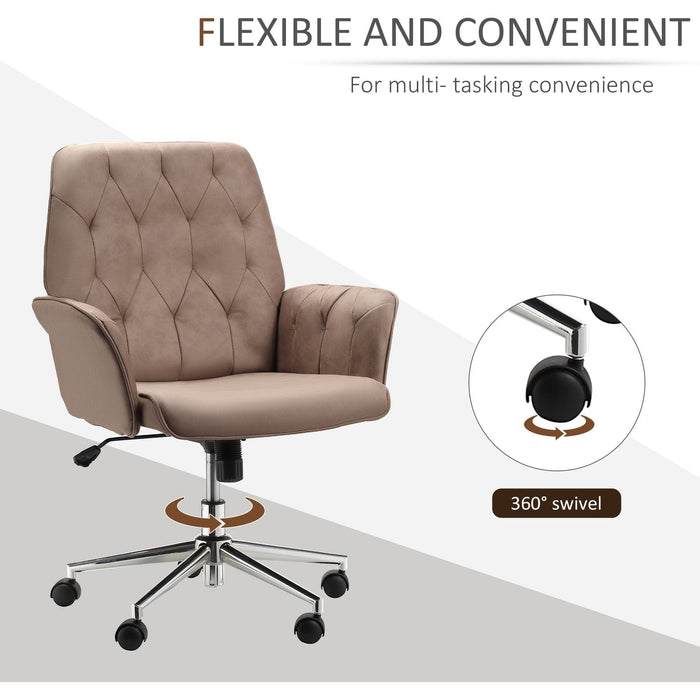 Office Chair with Micro Fibre Upholstery & Adjustable Seat - Brown - Green4Life