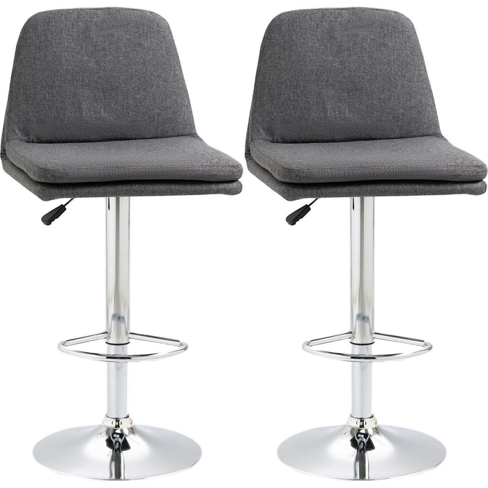 Set of 2 Fabric Swivel Bar Chairs with Backrest and Adjustable Height - Grey - Green4Life