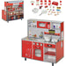 Kids Pretend Play MDF Kitchen Set with Accessories - Red - Green4Life