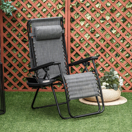 Slate Grey Sun Lounger Chair with Canopy - Outsunny - Green4Life