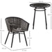 Outsunny Bistro Bliss - 2-Seater Rattan Bistro Set with Round Table - Grey/Black - Green4Life