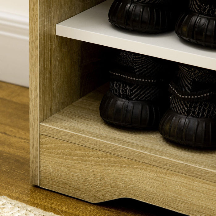 Shoe Storage with Double Doors and Open Shelves - Natural & White - Green4Life