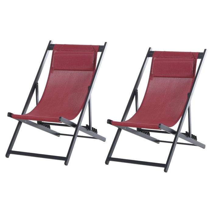 Vibrant Red Seaside-Style Set of 2 Folding Chairs - Outsunny - Green4Life