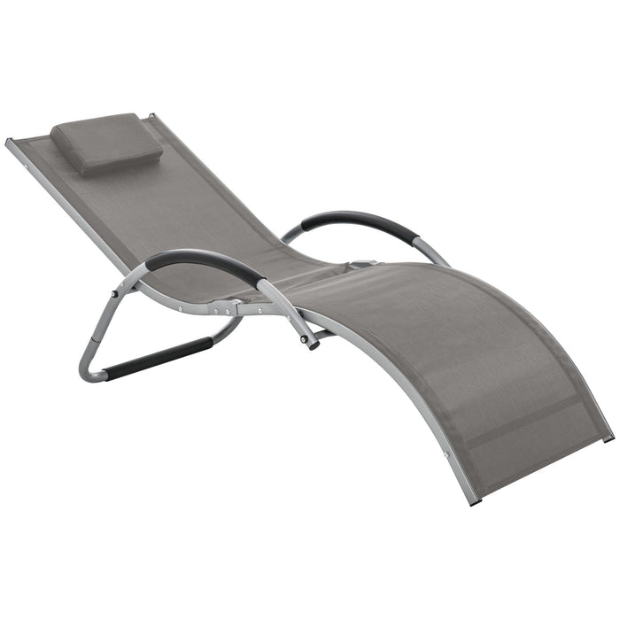 Ergonomic Sun Lounger with Pillow - Khaki - Outsunny - Green4Life