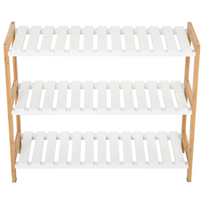 3-Tier Wooden Frame Shoe Rack 70L x 26W x 57.5H cm - Natural/White - Green4Life