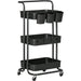 3 Tier Utility Trolley with Removable Baskets, Hanging Boxes and Dividers - Black - Green4Life