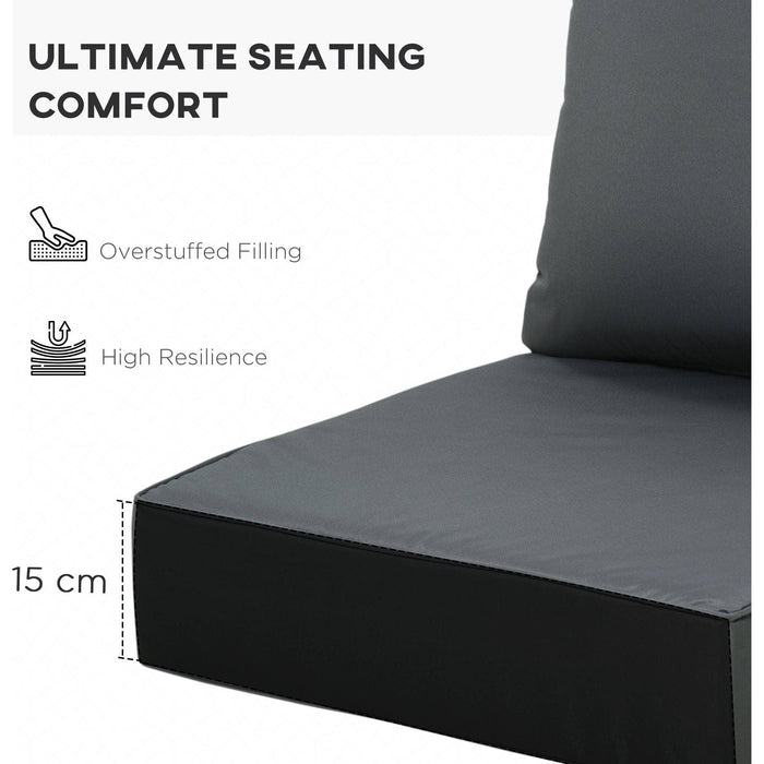 Seat and Back Cushion Replacement Set for Deep Seating Chair - Dark Grey - Outsunny - Green4Life