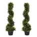 Set Of 2 90cm Artificial Spiral Topiary Trees with Pot - Outsunny - Green4Life
