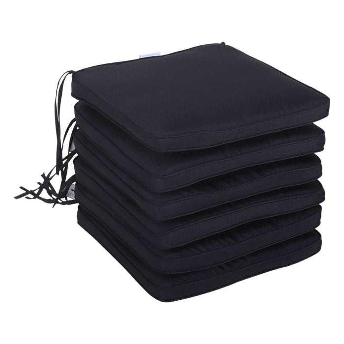 Set of 6 Chair Cushions with Straps - Black - Outsunny - Green4Life