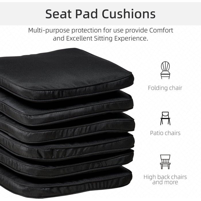 Set of 6 Chair Cushions with Straps - Black - Outsunny - Green4Life