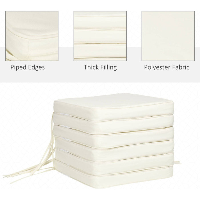 Set of Six Replacement Chair Cushions (42L x 42W cm) - Cream White - Outsunny - Green4Life