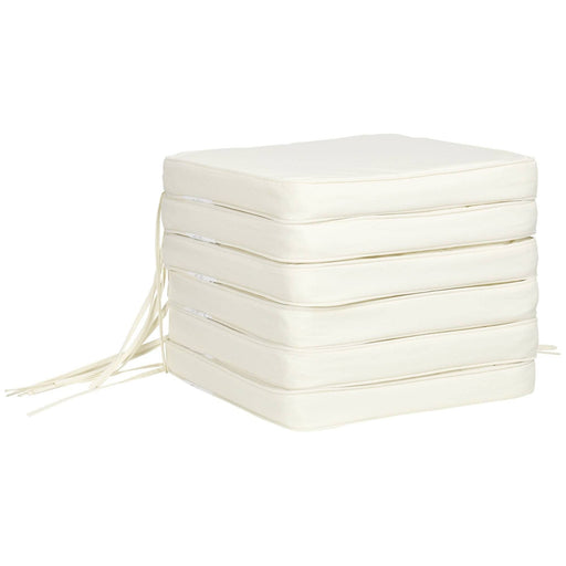 Set of Six Replacement Chair Cushions (42L x 42W cm) - Cream White - Outsunny - Green4Life