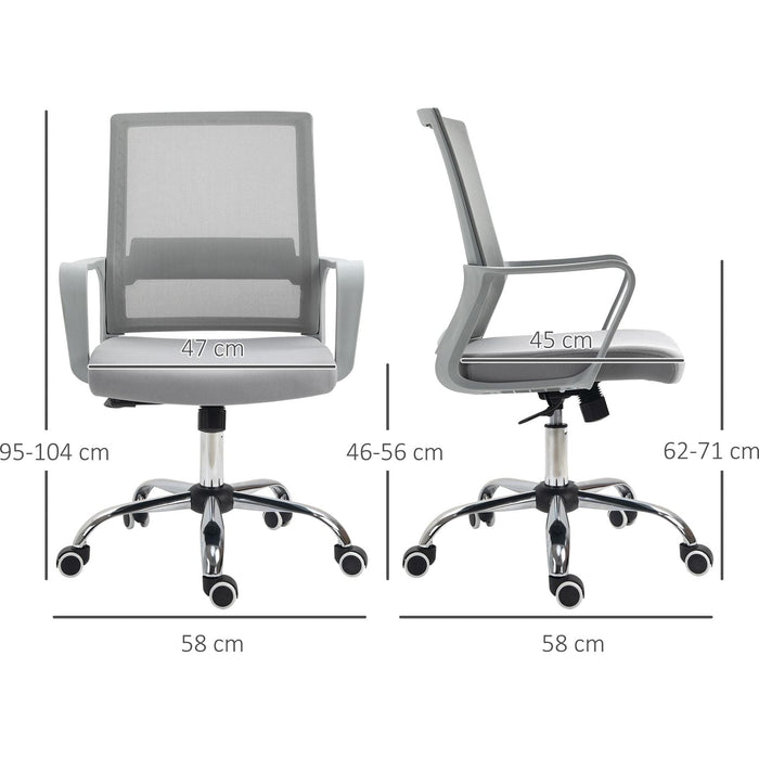 Vinsetto Ergonomic Office Chair with Mesh Back & Adjustable Height - Grey - Green4Life