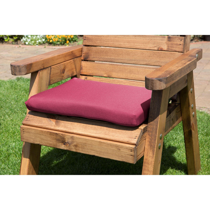 Six Seater Table Set Burgundy with 2 Benches and 2 Armchairs - Scandinavian Redwood - Green4Life