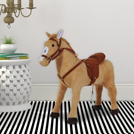 Childrens Plush Standing Pony with Neigh Sound - Beige - Green4Life
