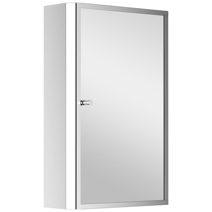 Stainless Steel Wall Mirror Cabinet with Single Door 60H x 40L x 13D (cm) - Silver - Green4Life