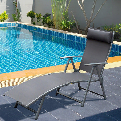 Contemporary Grey 7-Level Adjustable Sun Lounger - Outsunny - Green4Life