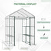 Outsunny 143 L x 143W x 195H (cm) Walk-In Greenhouse with 3 Tiers &  8 Shelves, Metal Frame, PVC Film - Transparent - Green4Life