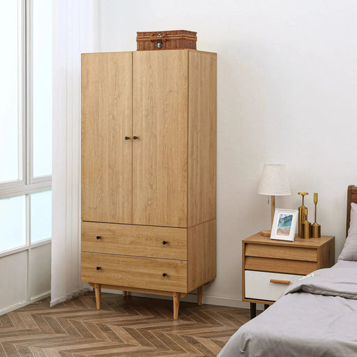 Wardrobe with 2 Drawers 80W x 52D x 180H cm - Natural - Green4Life