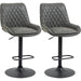 Set of 2 Retro Bar Stools with Faux Leather Upholstery & Swivel Seat - Dark Grey - Green4Life