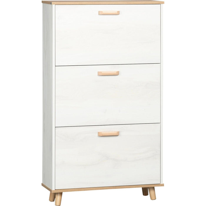 Slim Shoe Storage Cabinet with 3 Flip Drawers - Cream White - Green4Life