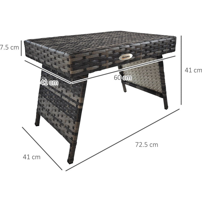 Outsunny Foldable Rattan Table - Mixed Grey - Green4Life