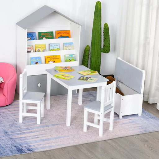 Modern Grey 4-Piece Kids Versatile Table, Chairs & Bench Set - Green4Life