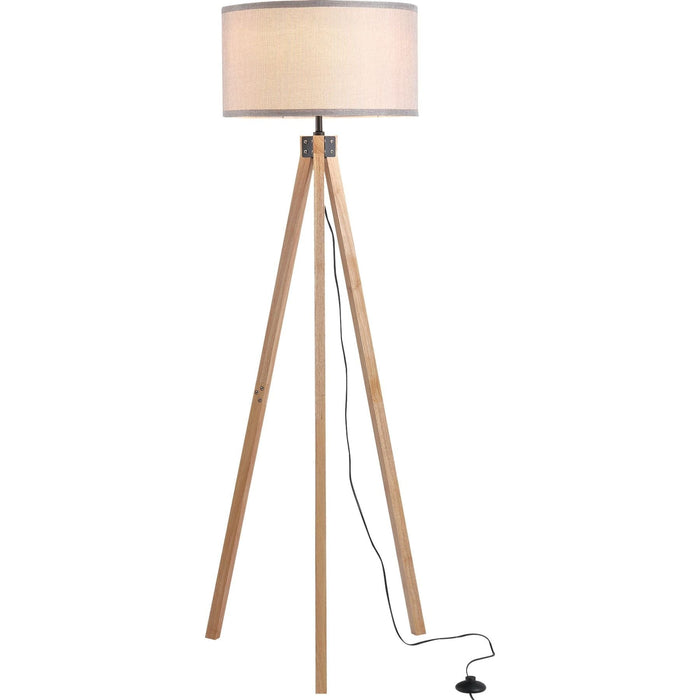 Natural Wood Elegant Tripod Floor Lamp - Grey - Green4Life
