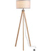 Natural Wood Elegant Tripod Floor Lamp - Grey - Green4Life