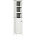 Tall Bathroom Storage Cabinet with 3 Open Shelves and Cupboard - Antique White - Green4Life
