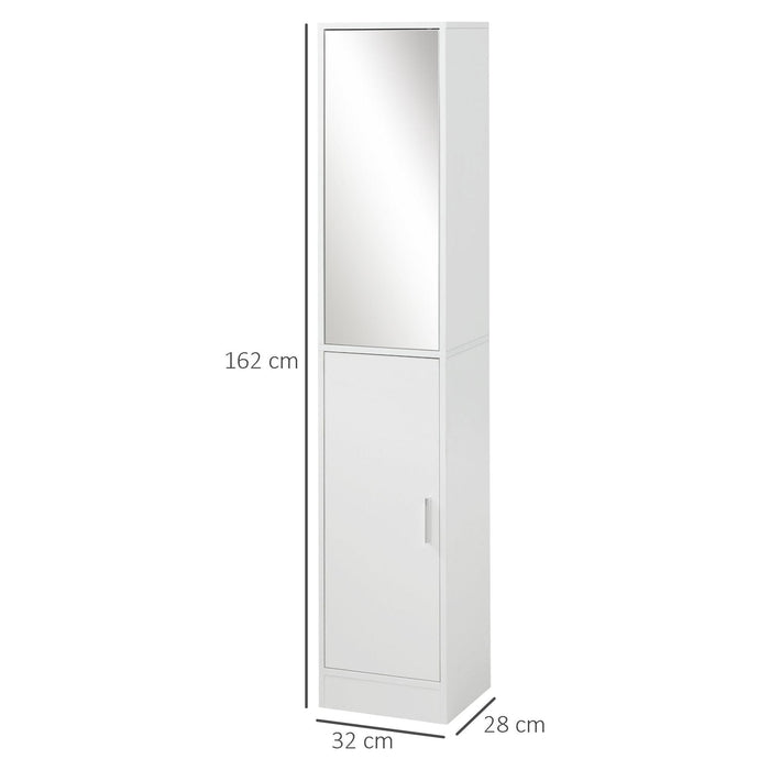 Tall Mirrored Bathroom Cabinet with Adjustable Shelves - White - Green4Life