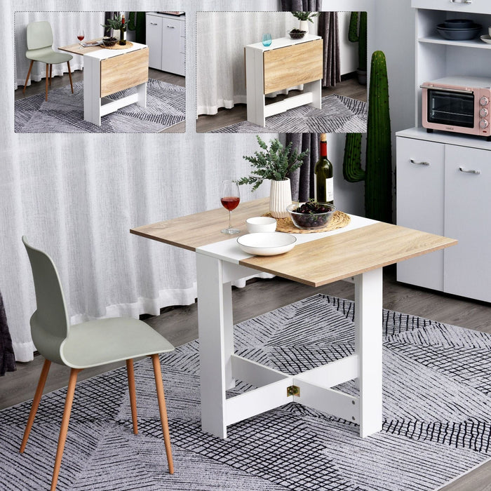 Wooden Folding Dining Table - Oak & White - Green4Life