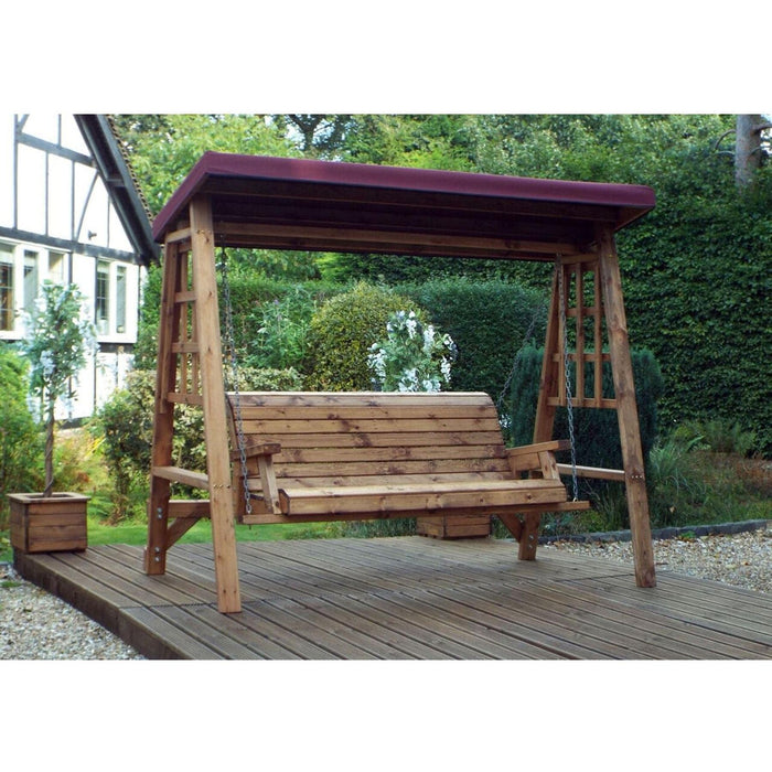 Three Seat Swing Burgundy - Scandinavian Redwood - Green4Life