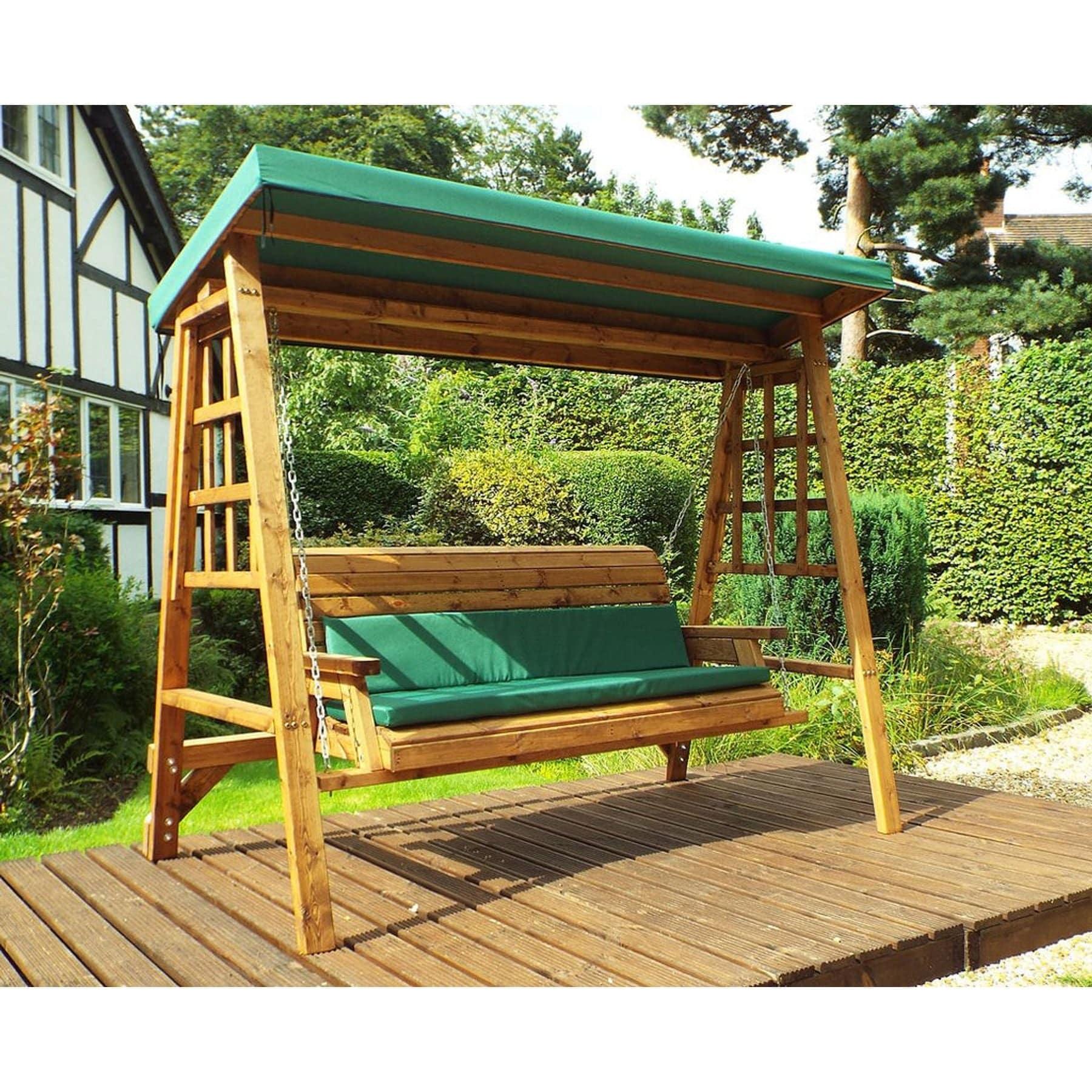 3 seater wooden top garden swing