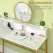 Modern Dressing Table with Round Mirror & Open Storage - White Marble - Green4Life