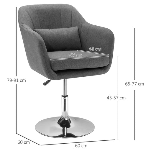 HOMCOM Swivel Accent Chair with Adjustable Height & Thick Cushion - Dark Grey - Green4Life