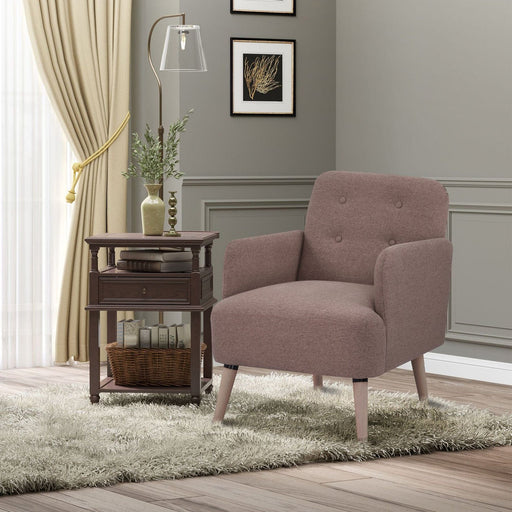 Light Brown Armchair with Thick Padding & Birch Wood Frame - Green4Life