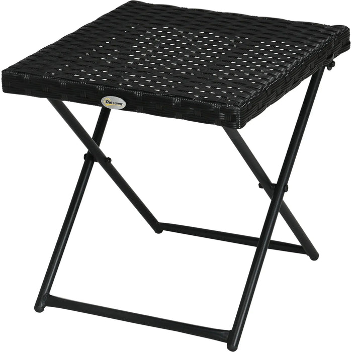 Outsunny Compact Charm Folding Rattan Table - Black - Green4Life