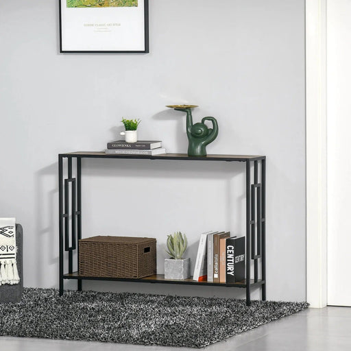 Industrial-Style Console Table with Storage Shelf - Brown - Green4Life