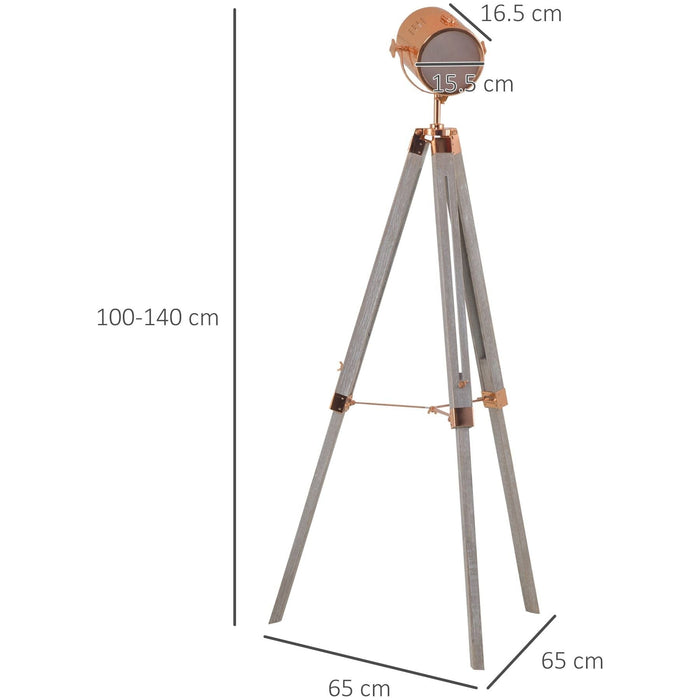 Industrial Style Tripod Floor Lamp - Grey and Rose Gold - Green4Life