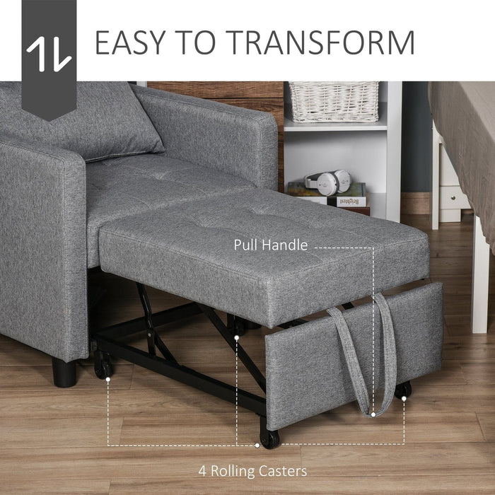 2-In-1 Single Convertible Sofa Bed with Adjustable Backrest - Grey - Green4Life