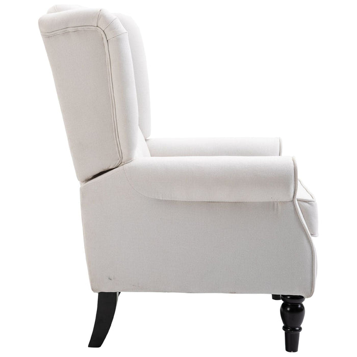Retro Wingback Button Tufted Armchair - Cream White - Green4Life