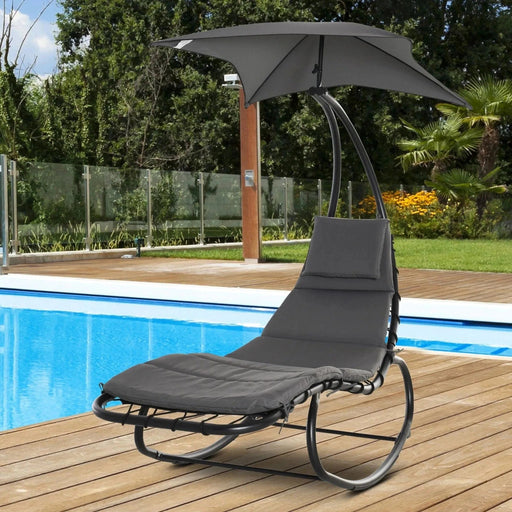 Deluxe Rocking Sun Lounger with Canopy - Ultimate Outdoor Relaxation - Outsunny - Green4Life