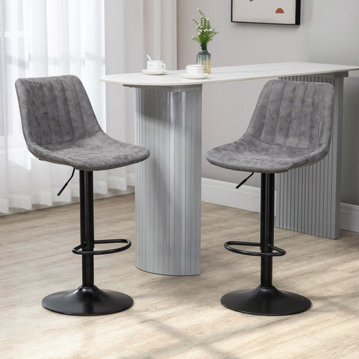 Set of 2 Counter Height Bar Stools with 360° Swivel and Footrest - Grey - Green4Life