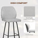 Set of 2 Linen-Touch Upholstered Bar Chairs with Backs and Steel Legs - Light Grey - Green4Life