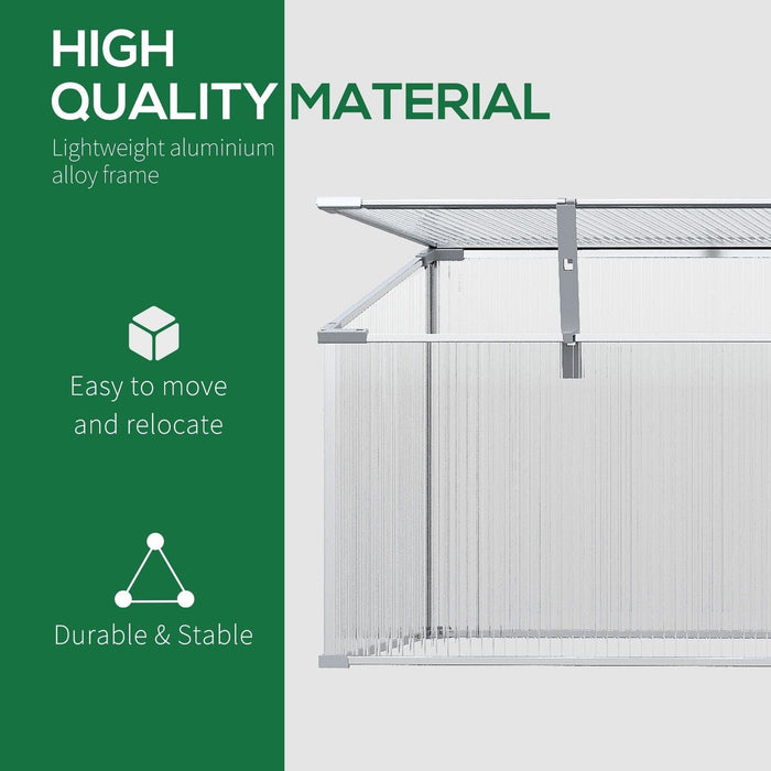 Outsunny 180L x 51W x 51H cm Polycarbonate Greenhouse with Aluminum Frame - Transparent - Green4Life